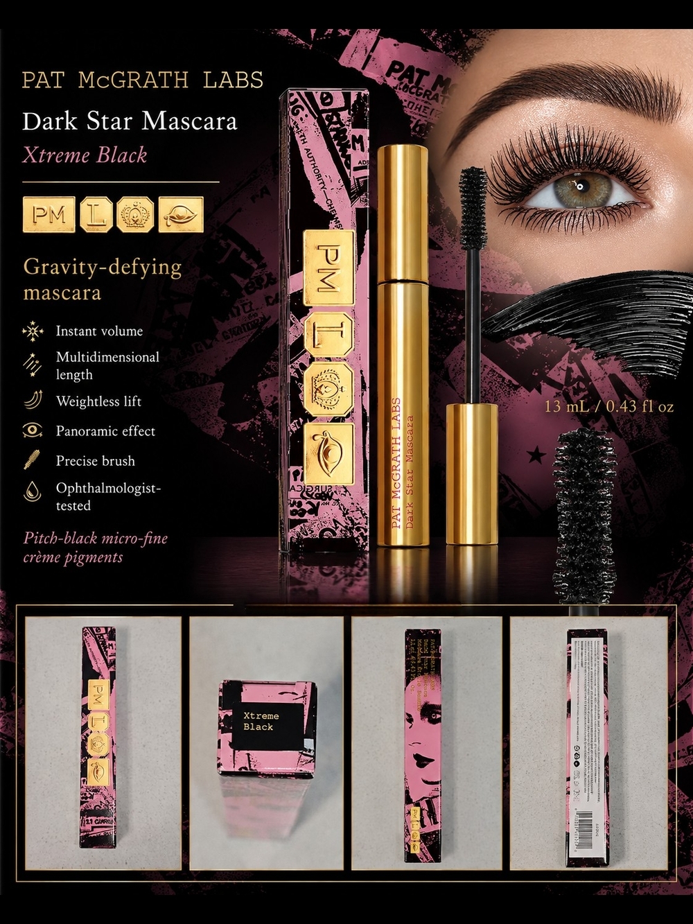 Pat McGrath Dark Star Mascara in Xtreme Black with Gold Accents